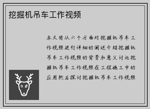 挖掘机吊车工作视频