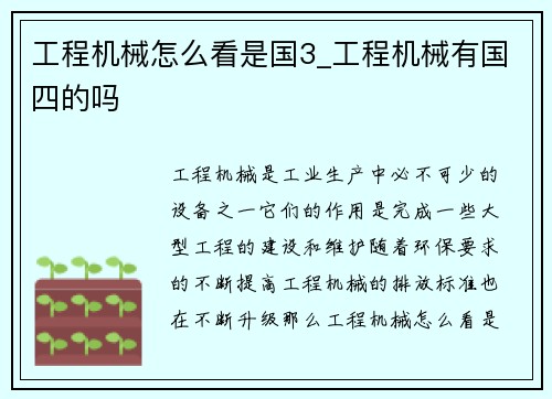 工程机械怎么看是国3_工程机械有国四的吗